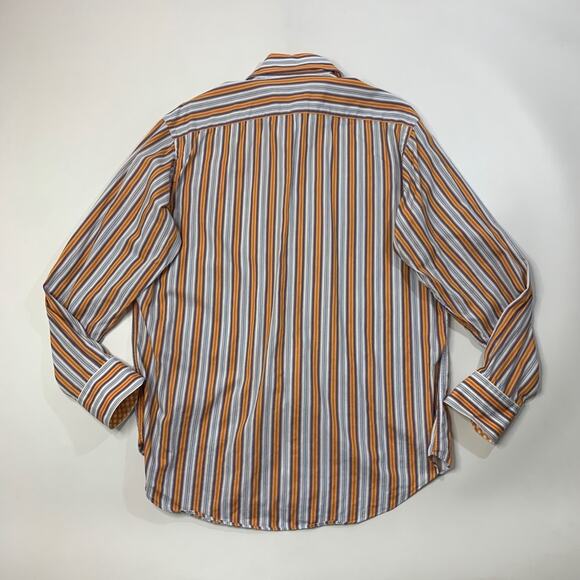 Neiman Marcus Shirt Mens XL Extra Large Stripe Button Up Long Sleeves Flip Cuff - Picture 9 of 11
